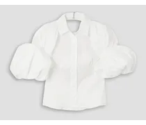 Maraca cutout stretch-cotton poplin shirt - White
