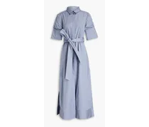 Cotton-poplin maxi shirt dress - Blue