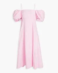 REJINA PYO Oksana cold-shoulder gathered cotton midi dress - Pink Pink