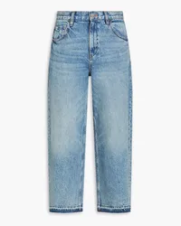 Theory Cropped faded high-rise straight-leg jeans - Blue Blue