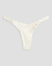 Isa Boulder Weavemix braided stretch-satin bikini bottoms - White White