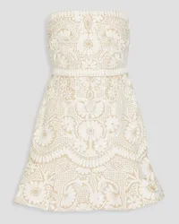 Veronica Beard Agata strapless embroidered cotton-blend gaberdine mini dress - White White