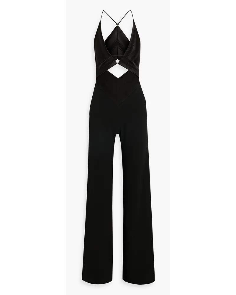 GALVAN Prism satin and crepe wide-leg jumpsuit - Black Black