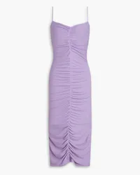 Enza Costa Ruched ribbed jersey midi dress - Purple Purple