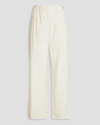 Claudie Pierlot Pleated cotton-poplin straight-leg pants - White White