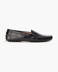 TOD'S Croc-effect leather loafers - Black Black