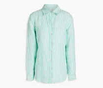 Striped linen shirt - Green