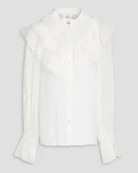 Aje. Serene ruffled linen and silk-blend blouse - White White