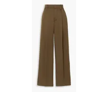 Wool-blend wide-leg pants - Brown