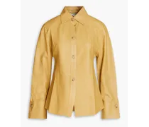 Gathered leather shirt - Yellow
