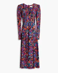 Rebecca Vallance Pleated printed crepe de chine midi dress - Multicolor Multicolor