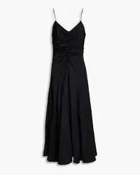 REJINA PYO Saanvi button-embellished ruched taffeta midi dress - Black Black