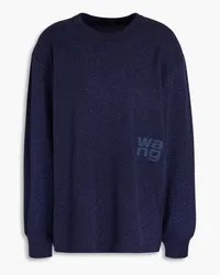 Alexander Wang Glittered printed cotton-jersey sweatshirt - Blue Blue