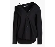 One-shoulder cotton-poplin shirt - Black