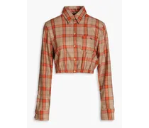 Cavellino cropped checked flannel shirt - Neutral