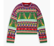 Keep In Touch jacquard-knit wool-blend sweater - Green