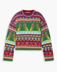 Stella McCartney Keep In Touch jacquard-knit wool-blend sweater - Green Green