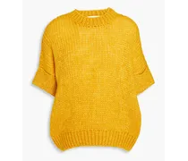 Embroidered knitted sweater - Yellow