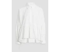 Andrea gathered cotton-poplin blouse - White