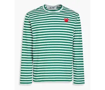 Appliquéd striped cotton-jersey T-shirt - Green