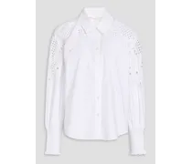 Lilah shirred broderie anglaise cotton shirt - White