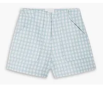 Tennis checked cotton-blend bouclé-jacquard shorts - Blue