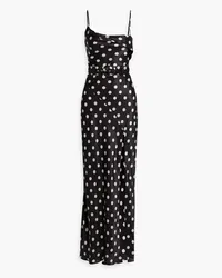 NICHOLAS Belira draped belted polka-dot satin maxi gown - Black Black