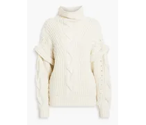 Yris cable-knit wool-blend turtleneck sweater - White