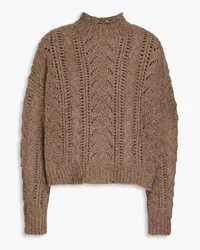 Autumn Cashmere Pointelle-knit cashmere turtleneck sweater - Brown Brown