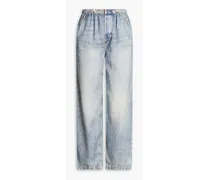 Denim-effect Tencel-twill tapered pants - Blue