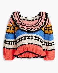 Zimmermann Ruffled crocheted cotton sweater - Multicolor Multicolor