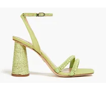 Kia bead-embellished faux raffia sandals - Green