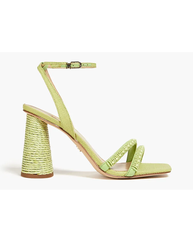 Sam Edelman Kia bead-embellished faux raffia sandals - Green Green