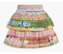 Alice Olivia - Jojo tiered printed cotton mini skirt - Multicolor