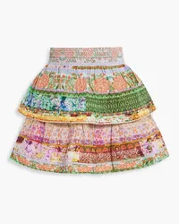 Alice + Olivia Alice Olivia - Jojo tiered printed cotton mini skirt - Multicolor Multicolor