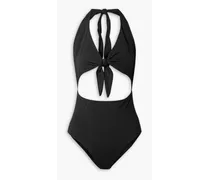 Maddy cutout stretch-ECONYL halterneck swimsuit - Black