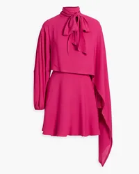 Valentino Garavani Pussy-bow draped silk-crepe mini dress - Pink Pink