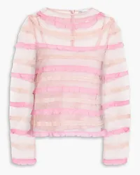 RED Valentino Lace-trimmed point d'esprit top - Pink Pink