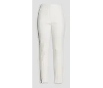 Ribbed modal-blend bootcut pants - White