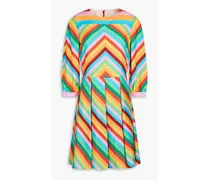 Pleated striped silk mini dress - Multicolor