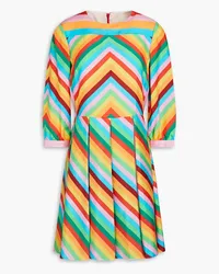 Valentino Garavani Pleated striped silk mini dress - Multicolor Multicolor