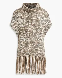 Brunello Cucinelli Sequin-embellished fringed knitted sweater - Brown Brown