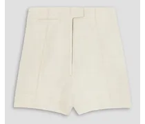 Cutout linen-blend shorts - White