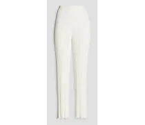 Ribbed-knit straight-leg pants - White