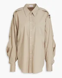 Brunello Cucinelli Bead-embellished cotton-blend poplin shirt - Neutral Neutral