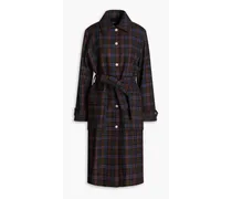 Gingham wool-blend coat - Brown