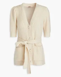 Adam Lippes Brushed ribbed cashmere and silk-blend cardigan - Neutral Neutral