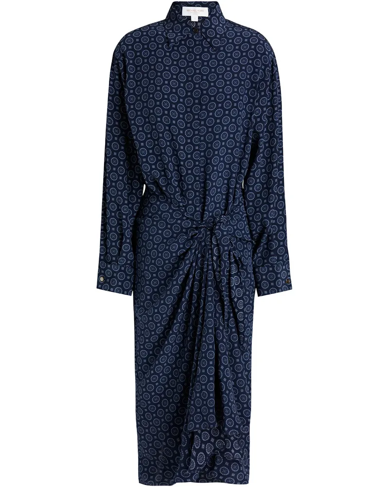Michael Kors Printed silk crepe de chine midi dress - Blue Blue