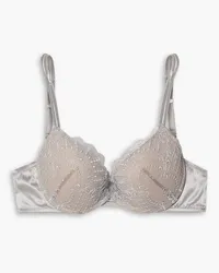 I.D. SARRIERI Metallic embroidered stretch-tulle underwired push-up bra - Gray Gray