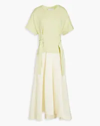 3.1 phillip lim Pleated jersey-paneled cotton-blend poplin midi dress - Green Green